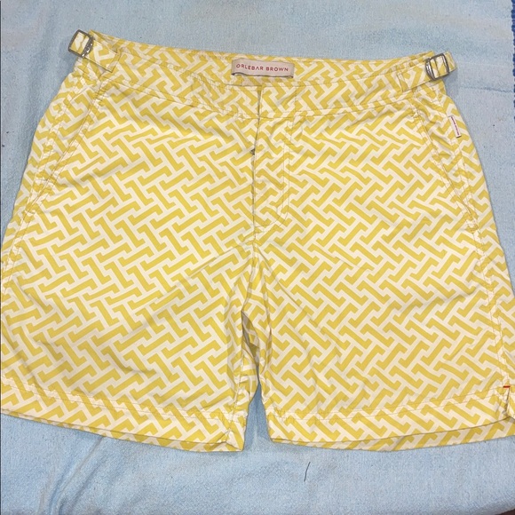 Orlebar Brown Other - Orlebar Brown Yellow & White Patterned Swim Trunks OB CLASSIC Bulldog